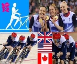 yapboz Podyum parça takip kadın yakıcı 4000 m'nin takım, Birleşik Krallık, Amerika Birleşik Devletleri ve Kanada - Londra 2012 - Bisiklete binme.